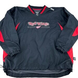 CCM Detroit Red Wings Pullover Jacket Mens Black Red NHL Hockey Outerwear